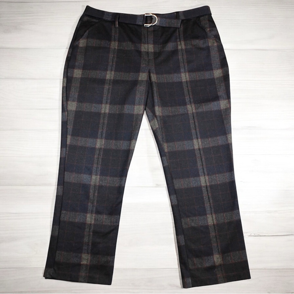 Democracy Ab Technology‎ Plaid Pull on Belted Stretch Pants Careerwear Size 12